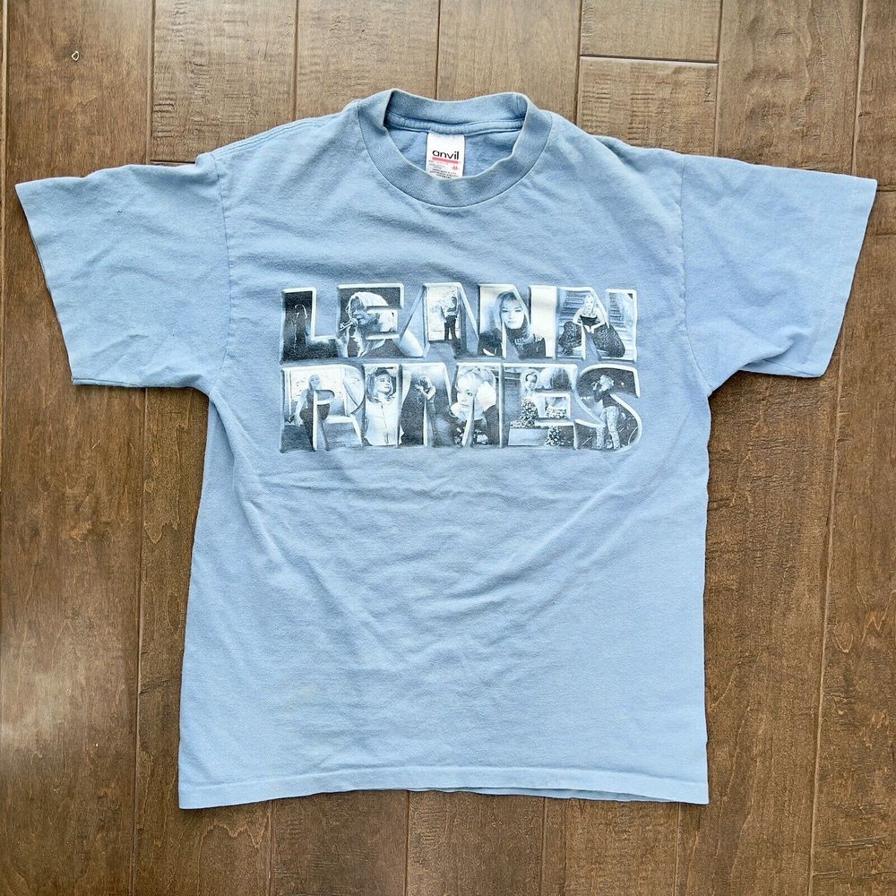 Vintage Leann Rimes Spellout Single Stitch Tee Shirt Medium Anvil Distressed